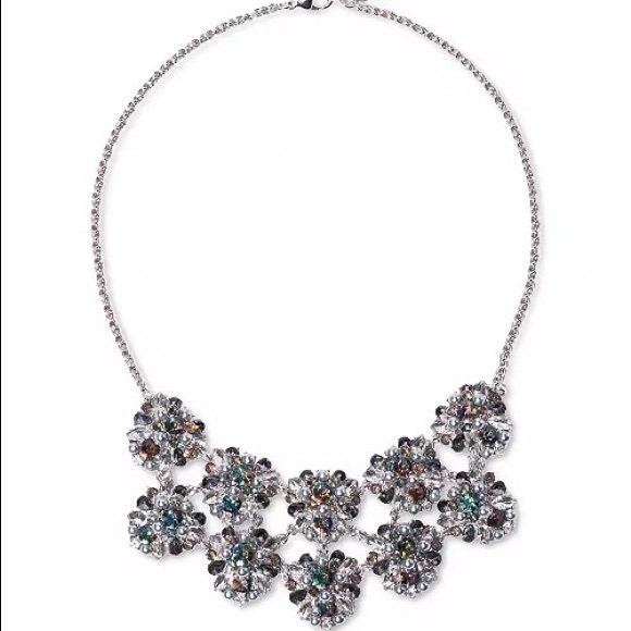 Charter Club Jewelry - Charter Club Pearl Crystal Cluster Statement Necklace Silver